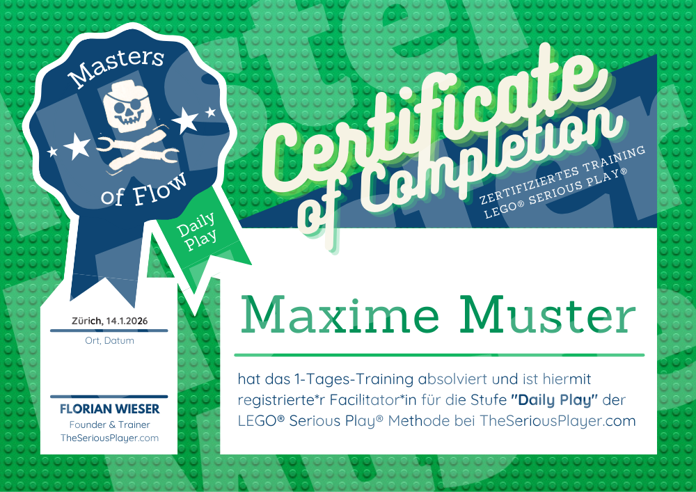 Zertifikat der LEGO® Serious Play® Ausbildung von The Serious Player