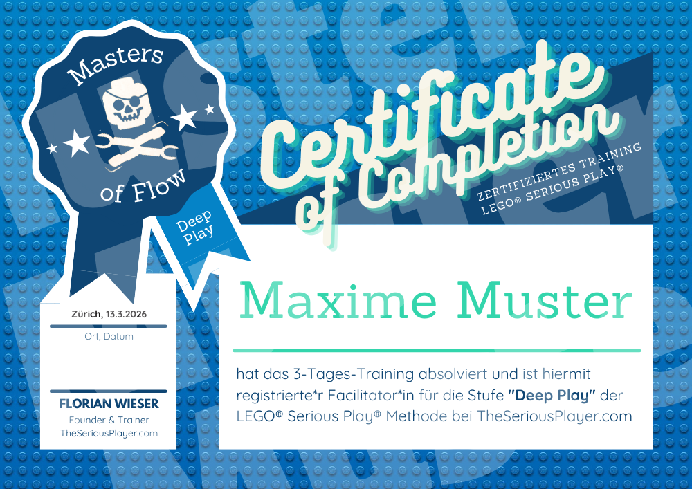 Certificate of Completion für die Deep Play LEGO® Serious Play® Ausbildung